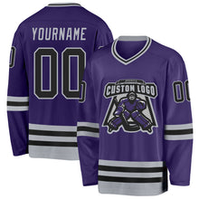Загрузить изображение в средство просмотра галереи, Custom Purple Black-Gray Hockey Jersey