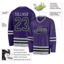 Загрузить изображение в средство просмотра галереи, Custom Purple Black-Gray Hockey Jersey