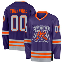 Charger l'image dans la galerie, Custom Purple Gray-Orange Hockey Jersey