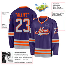 Charger l'image dans la galerie, Custom Purple Gray-Orange Hockey Jersey