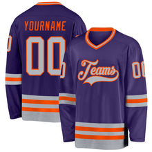 Charger l'image dans la galerie, Custom Purple Gray-Orange Hockey Jersey