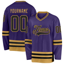 Charger l'image dans la galerie, Custom Purple Black-Old Gold Hockey Jersey