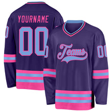 Charger l'image dans la galerie, Custom Purple Light Blue Pink-Black Hockey Jersey