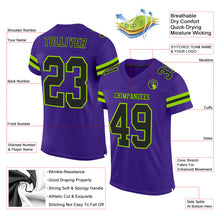Laden Sie das Bild in den Galerie-Viewer, Custom Purple Black-Neon Green Mesh Authentic Football Jersey