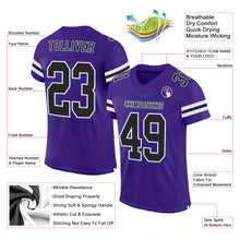Laden Sie das Bild in den Galerie-Viewer, Custom Purple Black-White Mesh Authentic Football Jersey