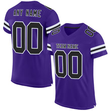 Laden Sie das Bild in den Galerie-Viewer, Custom Purple Black-White Mesh Authentic Football Jersey