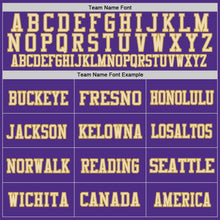 Laden Sie das Bild in den Galerie-Viewer, Custom Purple Old Gold Black-Cream Mesh Authentic Football Jersey