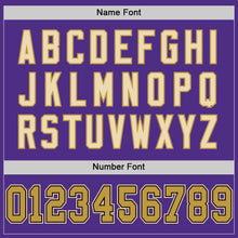 Laden Sie das Bild in den Galerie-Viewer, Custom Purple Old Gold Black-Cream Mesh Authentic Football Jersey