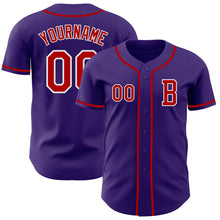 Laden Sie das Bild in den Galerie-Viewer, Custom Purple Red-White Authentic Baseball Jersey