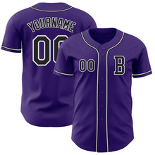 Laden Sie das Bild in den Galerie-Viewer, Custom Purple Black-White Authentic Baseball Jersey