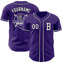 Laden Sie das Bild in den Galerie-Viewer, Custom Purple White-Black Authentic Baseball Jersey