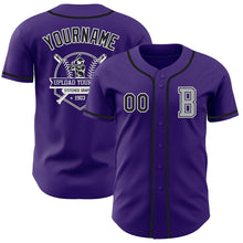 Laden Sie das Bild in den Galerie-Viewer, Custom Purple Black-Gray Authentic Baseball Jersey