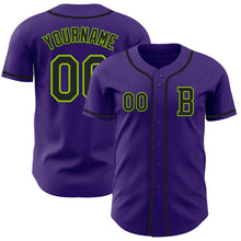 Laden Sie das Bild in den Galerie-Viewer, Custom Purple Black-Neon Green Authentic Baseball Jersey