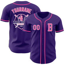 Laden Sie das Bild in den Galerie-Viewer, Custom Purple Pink-White Authentic Baseball Jersey