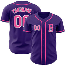 Laden Sie das Bild in den Galerie-Viewer, Custom Purple Pink-White Authentic Baseball Jersey