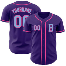 Laden Sie das Bild in den Galerie-Viewer, Custom Purple Light Blue-Pink Authentic Baseball Jersey