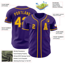 Laden Sie das Bild in den Galerie-Viewer, Custom Purple Gold Authentic Baseball Jersey