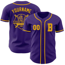 Laden Sie das Bild in den Galerie-Viewer, Custom Purple Gold Authentic Baseball Jersey