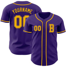 Laden Sie das Bild in den Galerie-Viewer, Custom Purple Gold Authentic Baseball Jersey