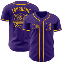 Laden Sie das Bild in den Galerie-Viewer, Custom Purple Gold Authentic Baseball Jersey
