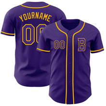 Laden Sie das Bild in den Galerie-Viewer, Custom Purple Gold Authentic Baseball Jersey