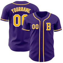 Laden Sie das Bild in den Galerie-Viewer, Custom Purple Gold-White Authentic Baseball Jersey