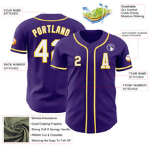 Laden Sie das Bild in den Galerie-Viewer, Custom Purple White-Yellow Authentic Baseball Jersey