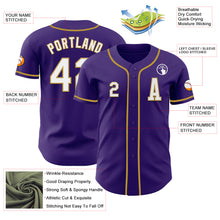 Laden Sie das Bild in den Galerie-Viewer, Custom Purple White-Old Gold Authentic Baseball Jersey