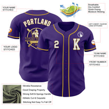 Laden Sie das Bild in den Galerie-Viewer, Custom Purple White-Old Gold Authentic Baseball Jersey