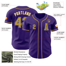 Laden Sie das Bild in den Galerie-Viewer, Custom Purple Old Gold Black-Cream Authentic Baseball Jersey