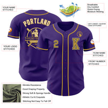 Laden Sie das Bild in den Galerie-Viewer, Custom Purple Old Gold Black-Cream Authentic Baseball Jersey