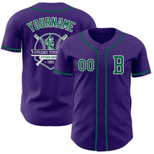 Laden Sie das Bild in den Galerie-Viewer, Custom Purple Kelly Green-White Authentic Baseball Jersey