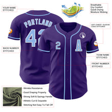 Laden Sie das Bild in den Galerie-Viewer, Custom Purple Light Blue-White Authentic Baseball Jersey