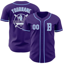 Laden Sie das Bild in den Galerie-Viewer, Custom Purple Light Blue-White Authentic Baseball Jersey