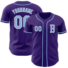 Laden Sie das Bild in den Galerie-Viewer, Custom Purple Light Blue-White Authentic Baseball Jersey