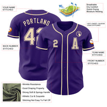 Laden Sie das Bild in den Galerie-Viewer, Custom Purple Cream Authentic Baseball Jersey