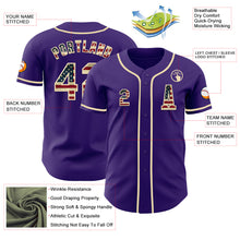 Laden Sie das Bild in den Galerie-Viewer, Custom Purple Vintage USA Flag-Cream Authentic Baseball Jersey