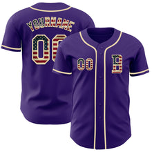Laden Sie das Bild in den Galerie-Viewer, Custom Purple Vintage USA Flag-Cream Authentic Baseball Jersey