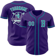 Laden Sie das Bild in den Galerie-Viewer, Custom Purple Teal-White Authentic Baseball Jersey