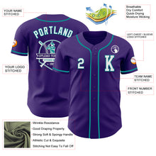 Laden Sie das Bild in den Galerie-Viewer, Custom Purple White-Teal Authentic Baseball Jersey