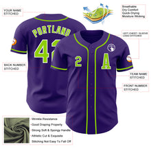 Laden Sie das Bild in den Galerie-Viewer, Custom Purple Neon Green-White Authentic Baseball Jersey