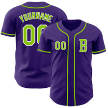 Laden Sie das Bild in den Galerie-Viewer, Custom Purple Neon Green-White Authentic Baseball Jersey