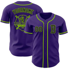 Laden Sie das Bild in den Galerie-Viewer, Custom Purple Black-Neon Green Authentic Baseball Jersey