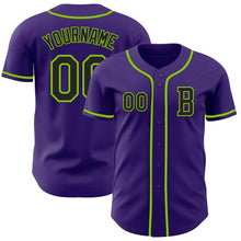 Laden Sie das Bild in den Galerie-Viewer, Custom Purple Black-Neon Green Authentic Baseball Jersey