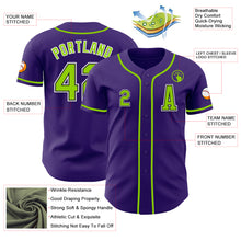 Laden Sie das Bild in den Galerie-Viewer, Custom Purple Neon Green-Black Authentic Baseball Jersey