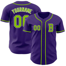 Laden Sie das Bild in den Galerie-Viewer, Custom Purple Neon Green-Black Authentic Baseball Jersey