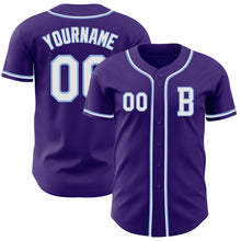 Laden Sie das Bild in den Galerie-Viewer, Custom Purple White-Light Blue Authentic Baseball Jersey