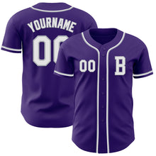 Laden Sie das Bild in den Galerie-Viewer, Custom Purple White-Gray Authentic Baseball Jersey