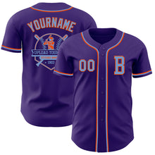 Laden Sie das Bild in den Galerie-Viewer, Custom Purple Electric Blue-Orange Authentic Baseball Jersey