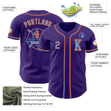 Laden Sie das Bild in den Galerie-Viewer, Custom Purple Electric Blue-Orange Authentic Baseball Jersey